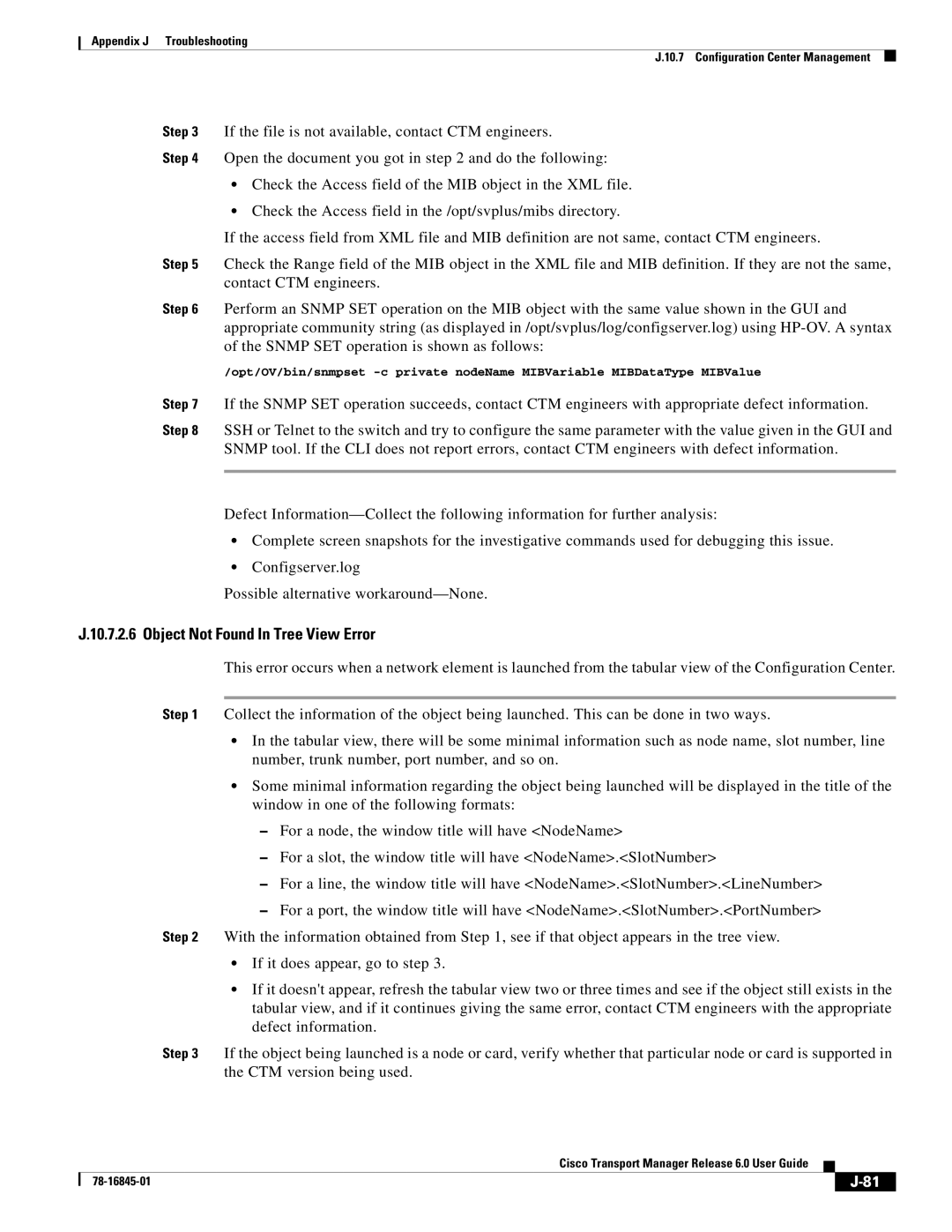 Cisco Systems 78-16845-01 appendix Object Not Found In Tree View Error 