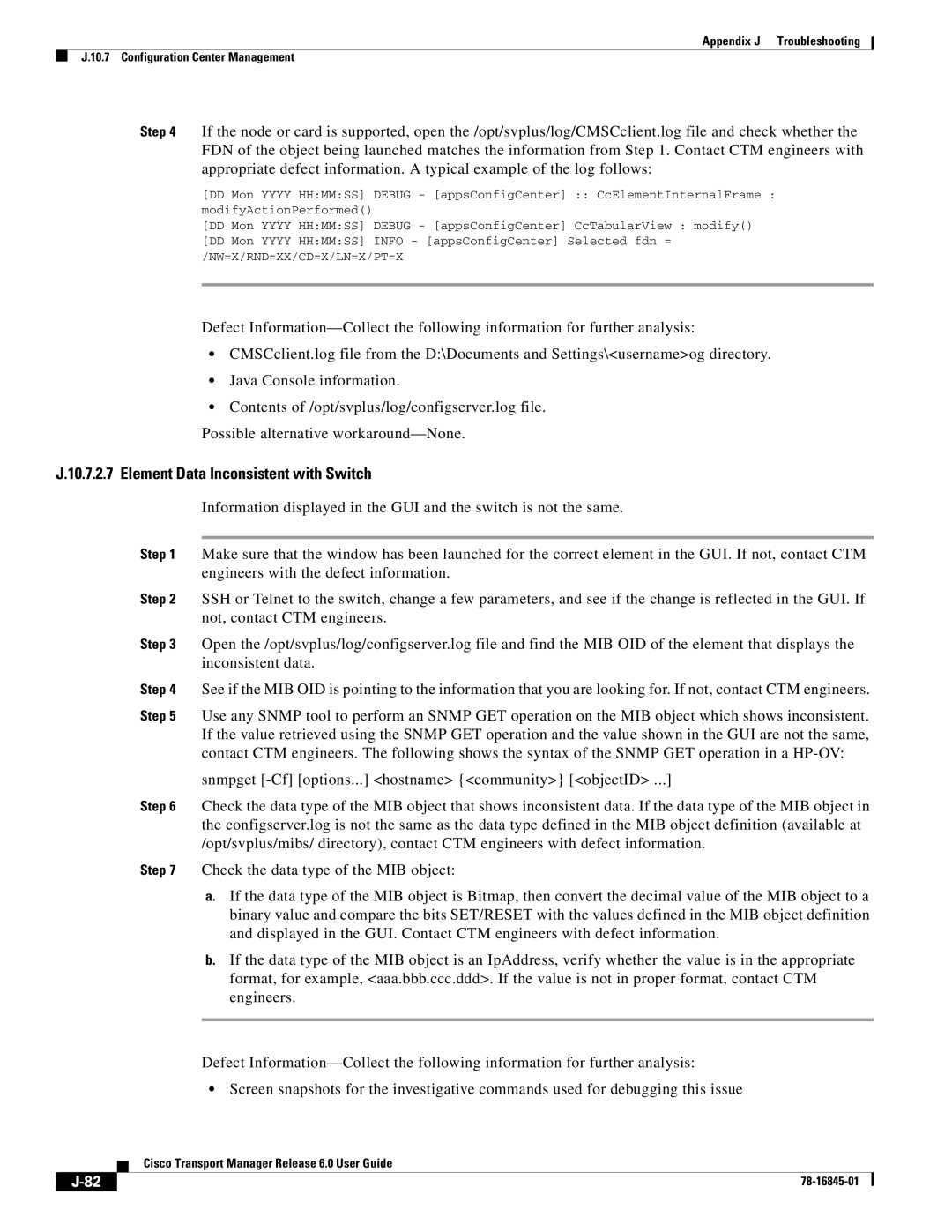 Cisco Systems 78-16845-01 appendix Element Data Inconsistent with Switch 