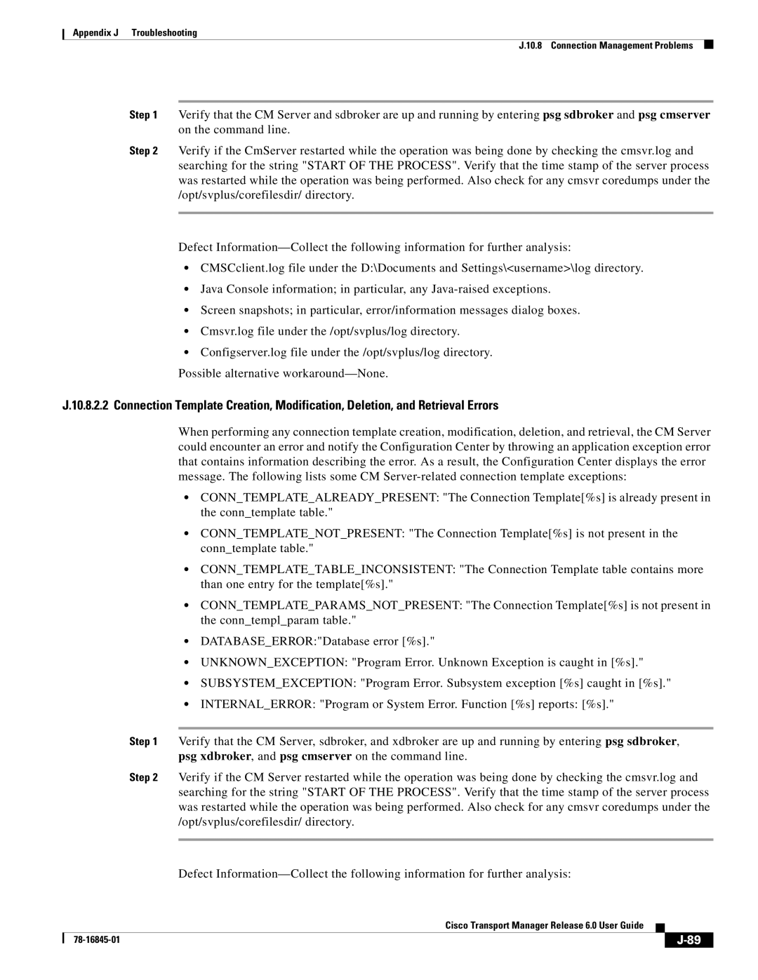 Cisco Systems 78-16845-01 appendix Appendix J Troubleshooting Connection Management Problems 