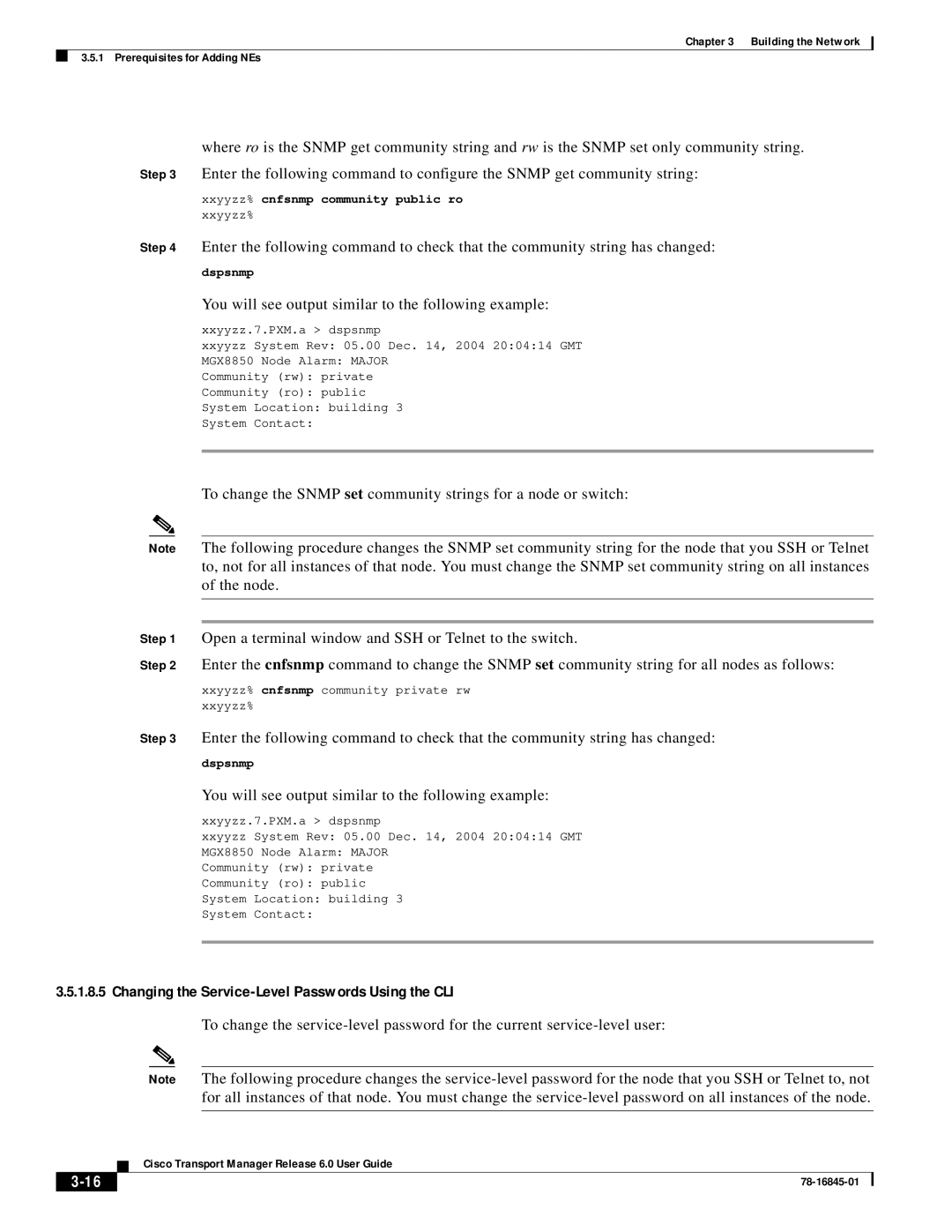 Cisco Systems 78-16845-01 manual Changing the Service-Level Passwords Using the CLI 