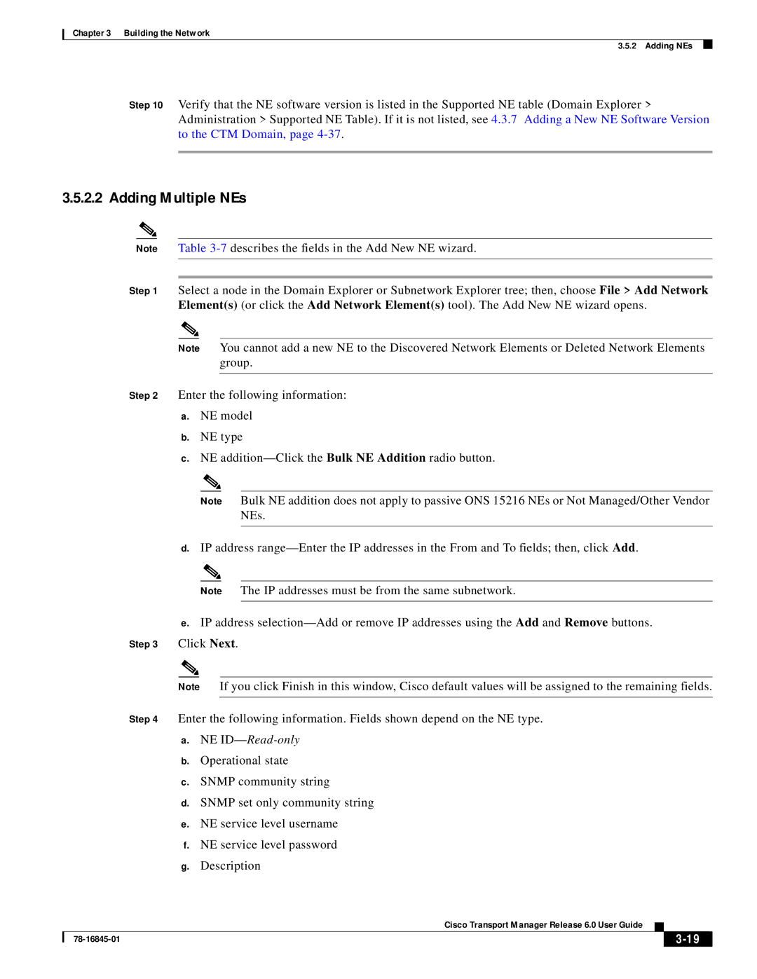 Cisco Systems 78-16845-01 manual Adding Multiple NEs, NE ID- Read-only 