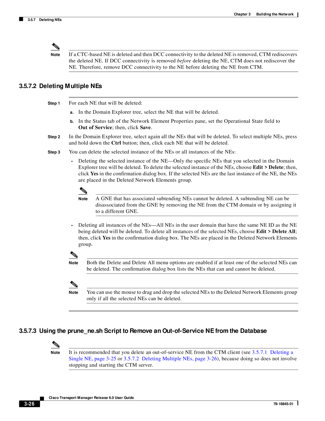 Cisco Systems 78-16845-01 manual Deleting Multiple NEs 