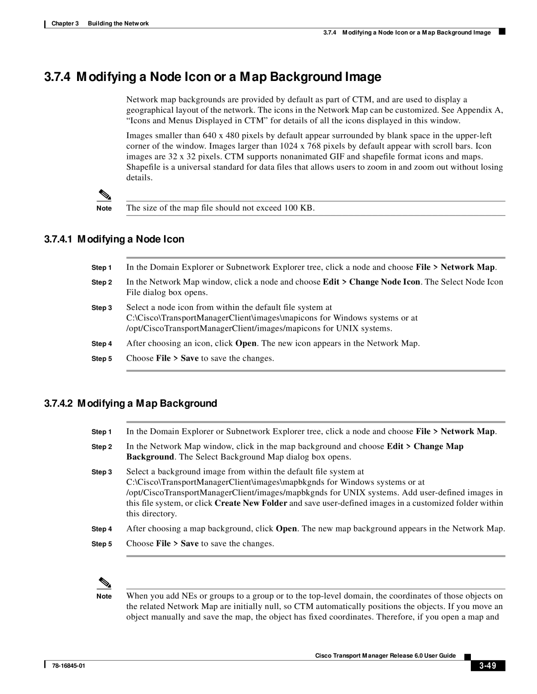 Cisco Systems 78-16845-01 manual Modifying a Node Icon or a Map Background Image, Modifying a Map Background 