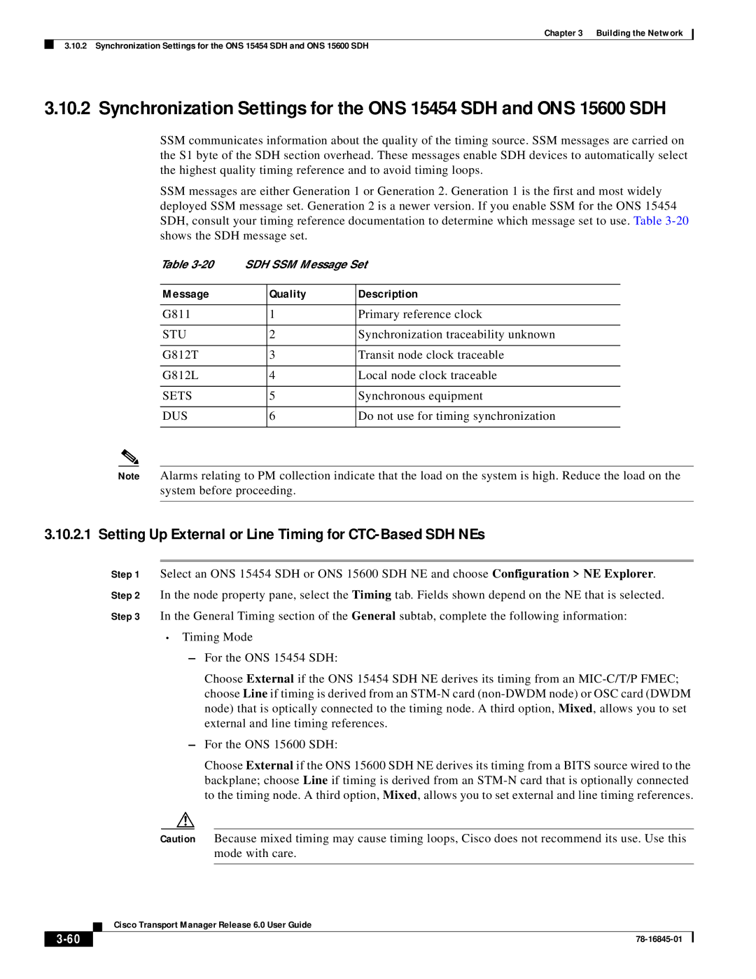 Cisco Systems 78-16845-01 manual Setting Up External or Line Timing for CTC-Based SDH NEs, Message Quality Description 