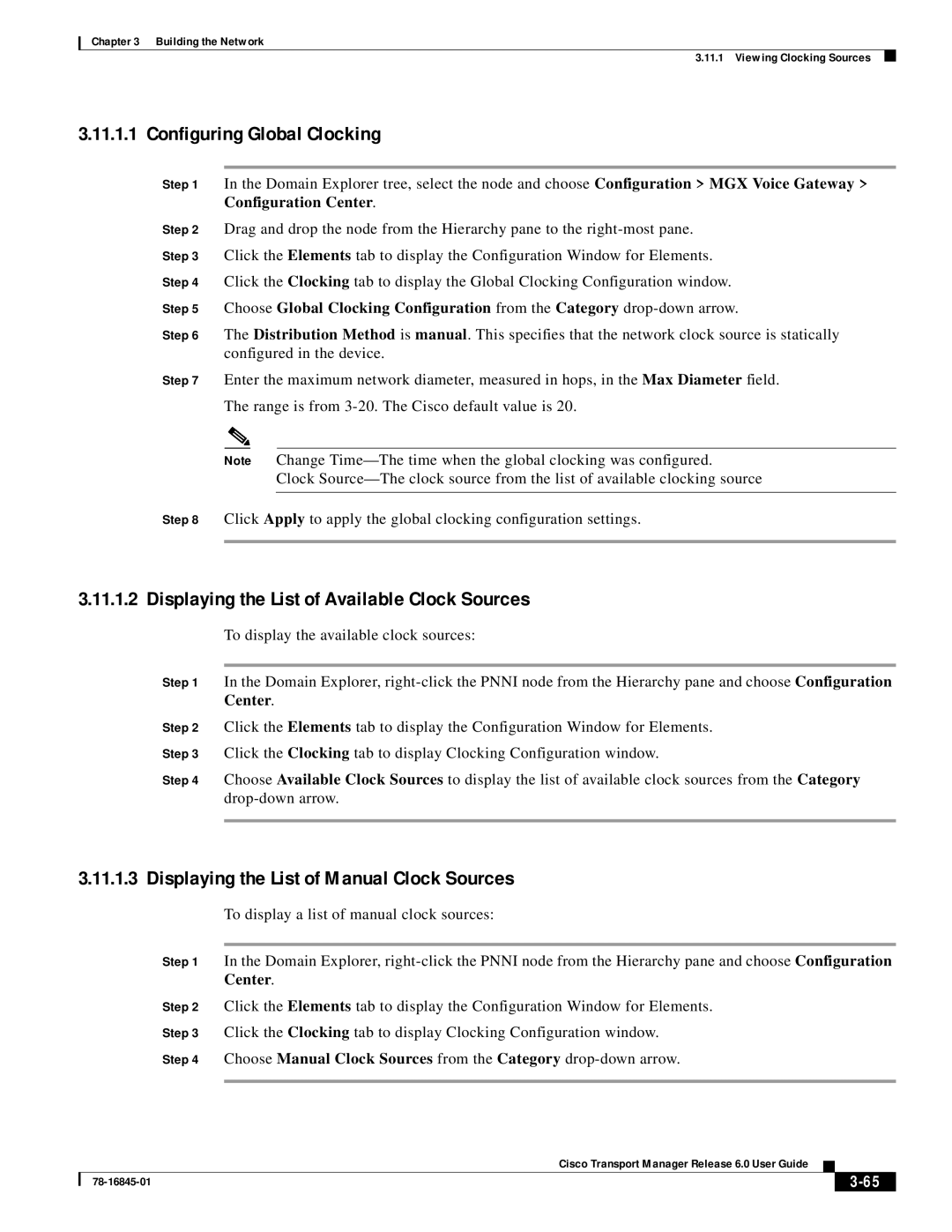 Cisco Systems 78-16845-01 manual Configuring Global Clocking, Displaying the List of Available Clock Sources 