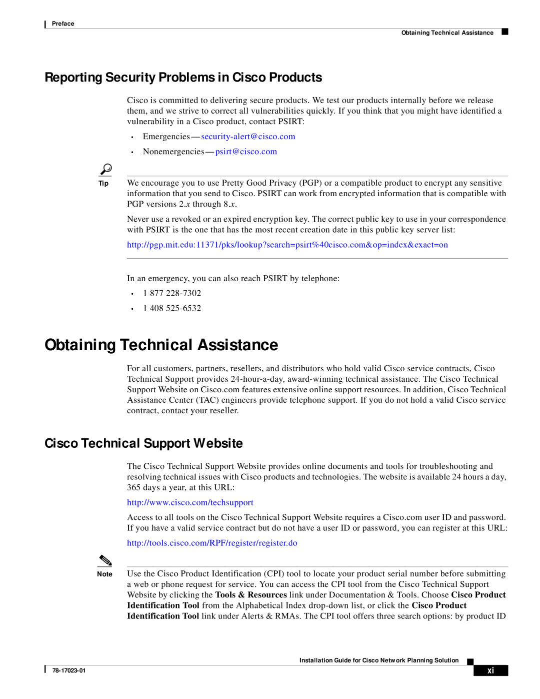 Cisco Systems 78-17023-01 manual Obtaining Technical Assistance, Reporting Security Problems in Cisco Products 