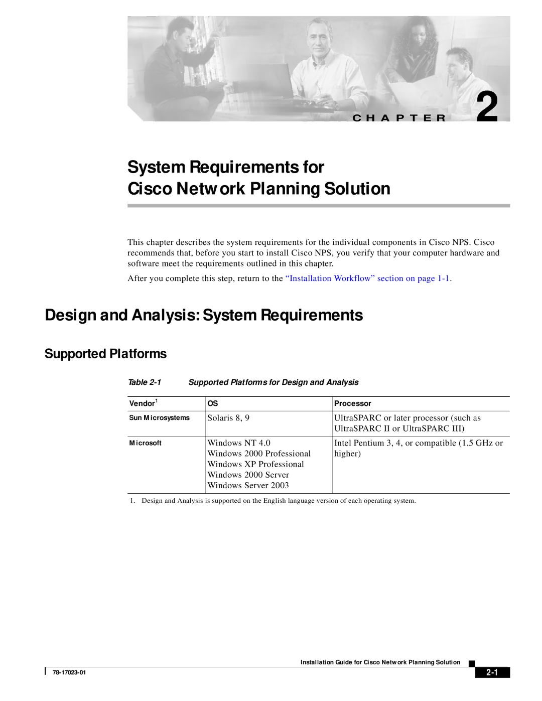 Cisco Systems 78-17023-01 System Requirements for Cisco Network Planning Solution, Design and Analysis System Requirements 