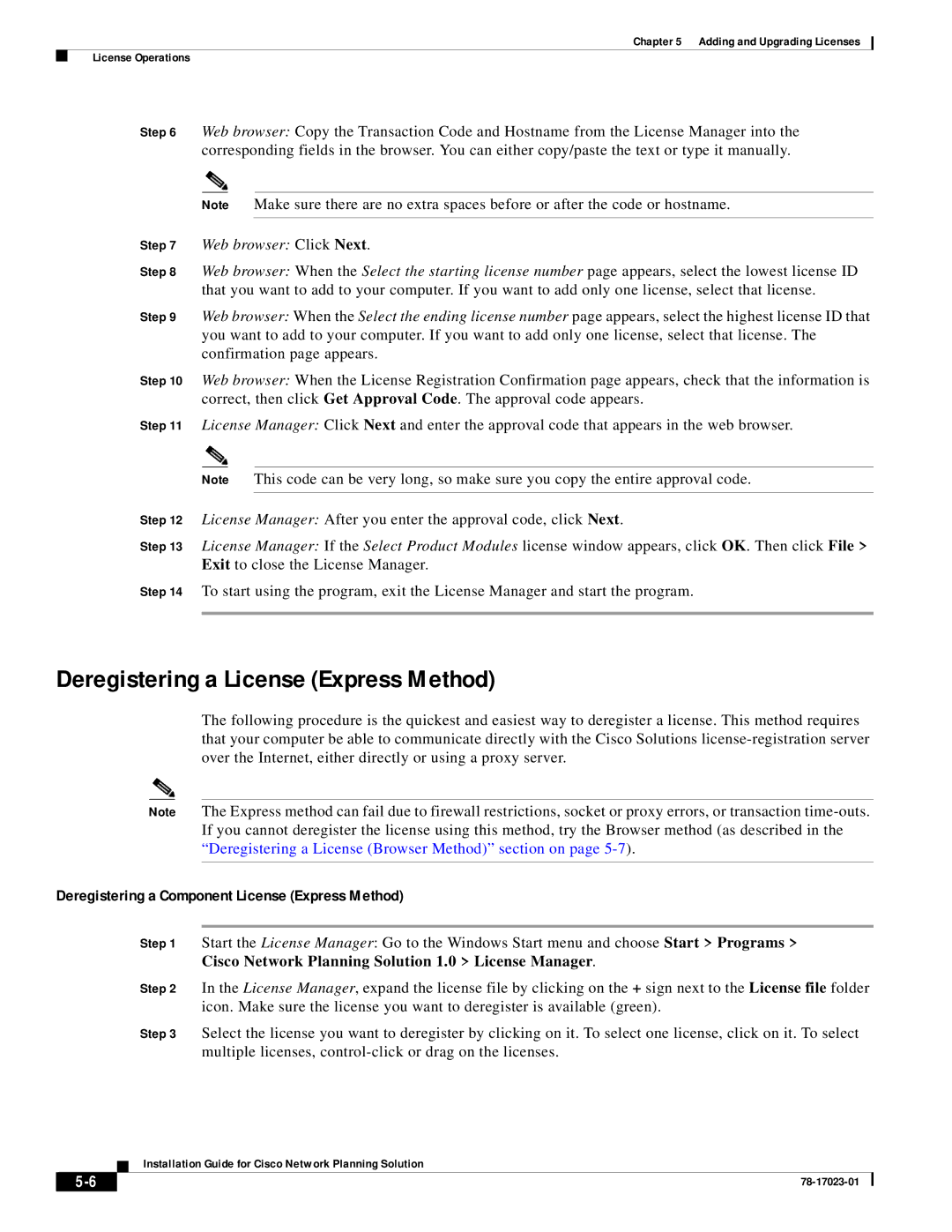 Cisco Systems 78-17023-01 manual Deregistering a License Express Method, Deregistering a Component License Express Method 