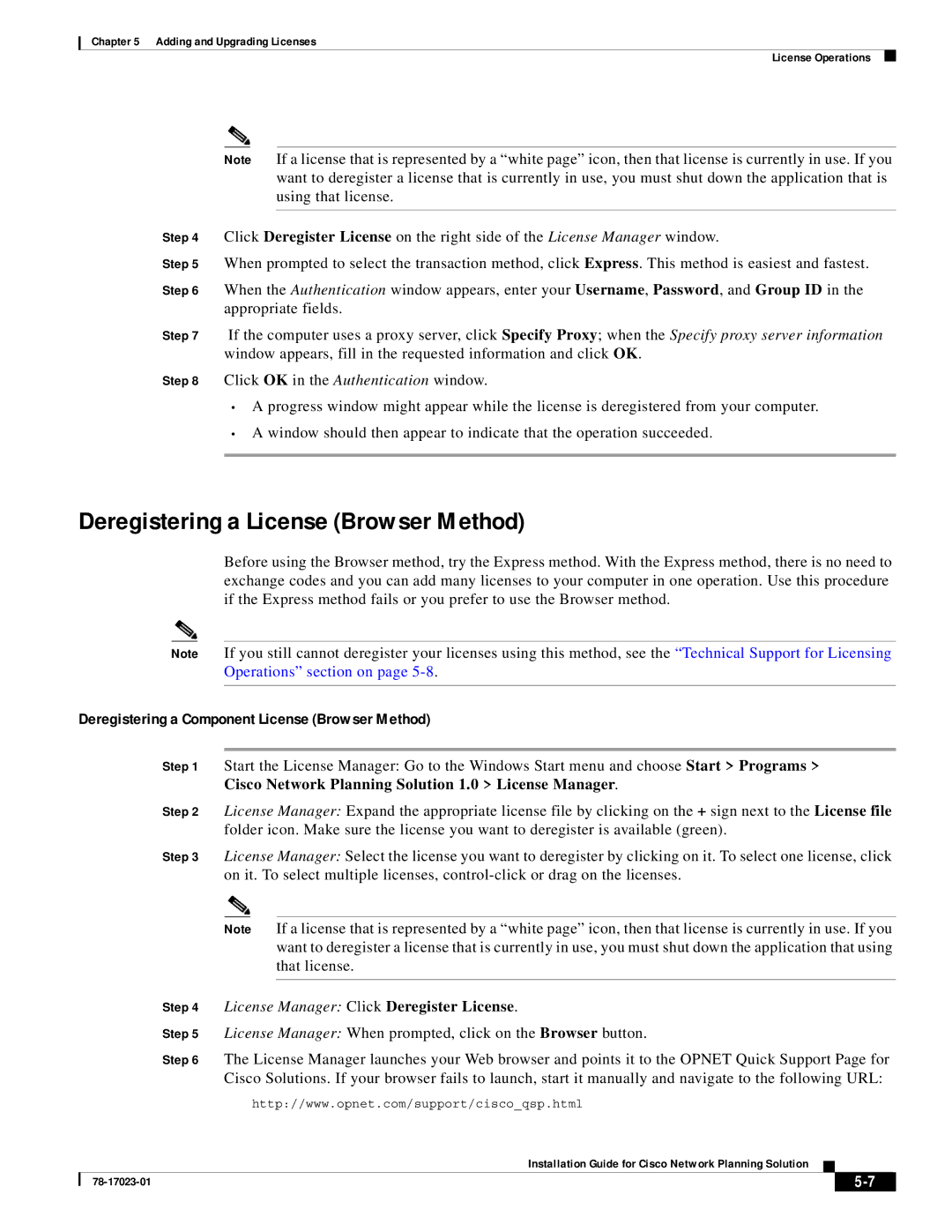 Cisco Systems 78-17023-01 manual Deregistering a License Browser Method, Deregistering a Component License Browser Method 