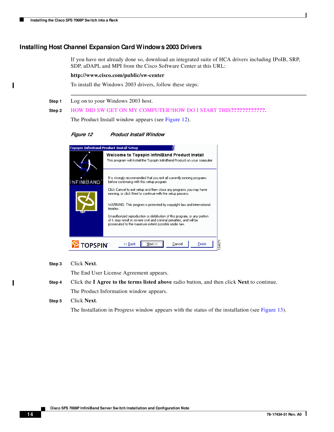 Cisco Systems 78-17434-01 Rev. A0 manual Installing Host Channel Expansion Card Windows 2003 Drivers 