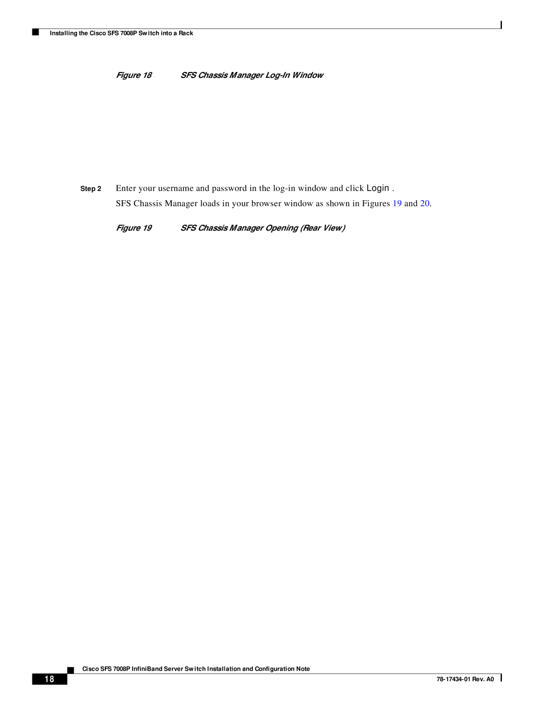 Cisco Systems 78-17434-01 Rev. A0, Cisco SFS 7008P InfiniBand Server Switch manual SFS Chassis Manager Log-In Window 