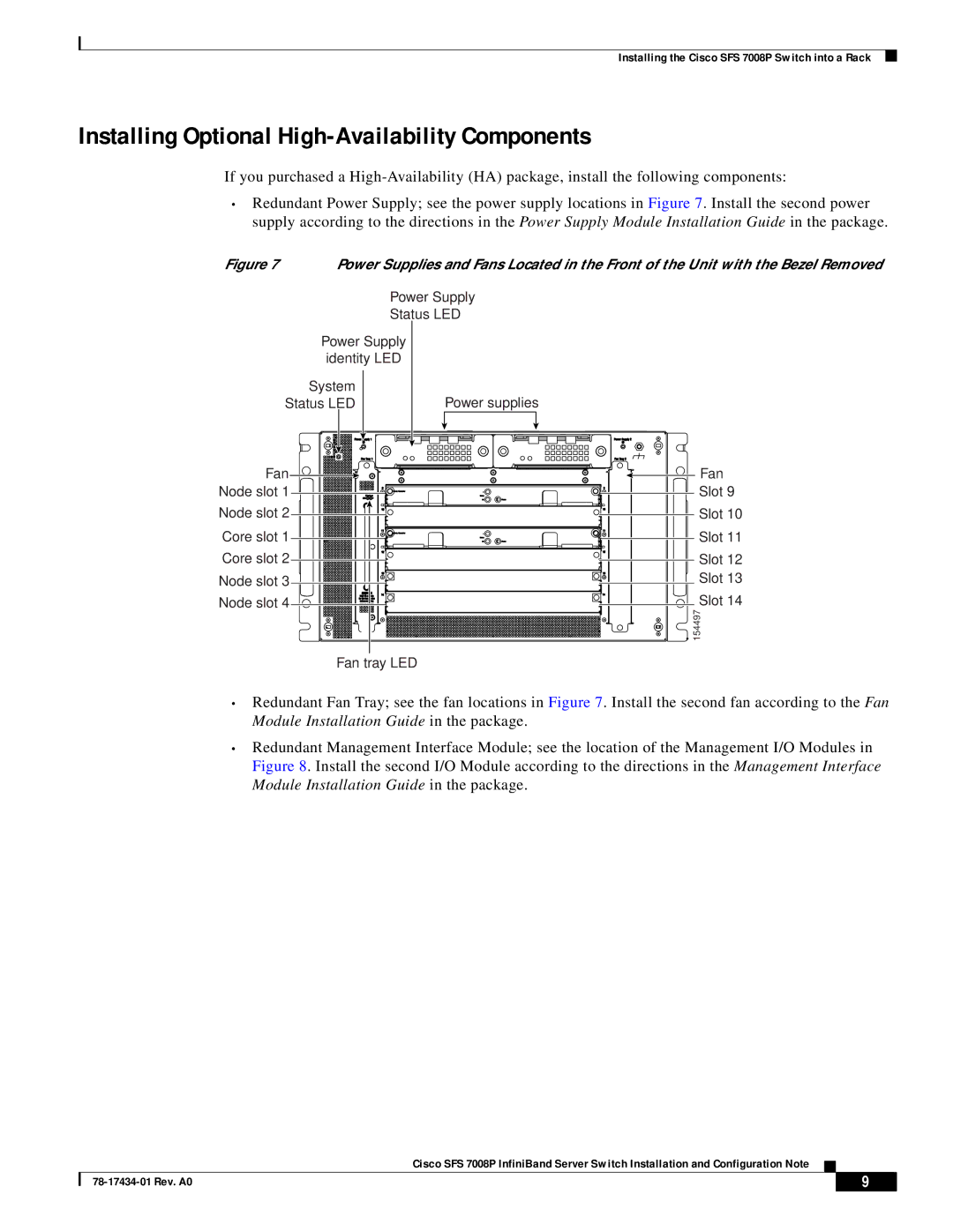 Cisco Systems Cisco SFS 7008P InfiniBand Server Switch manual Installing Optional High-Availability Components 