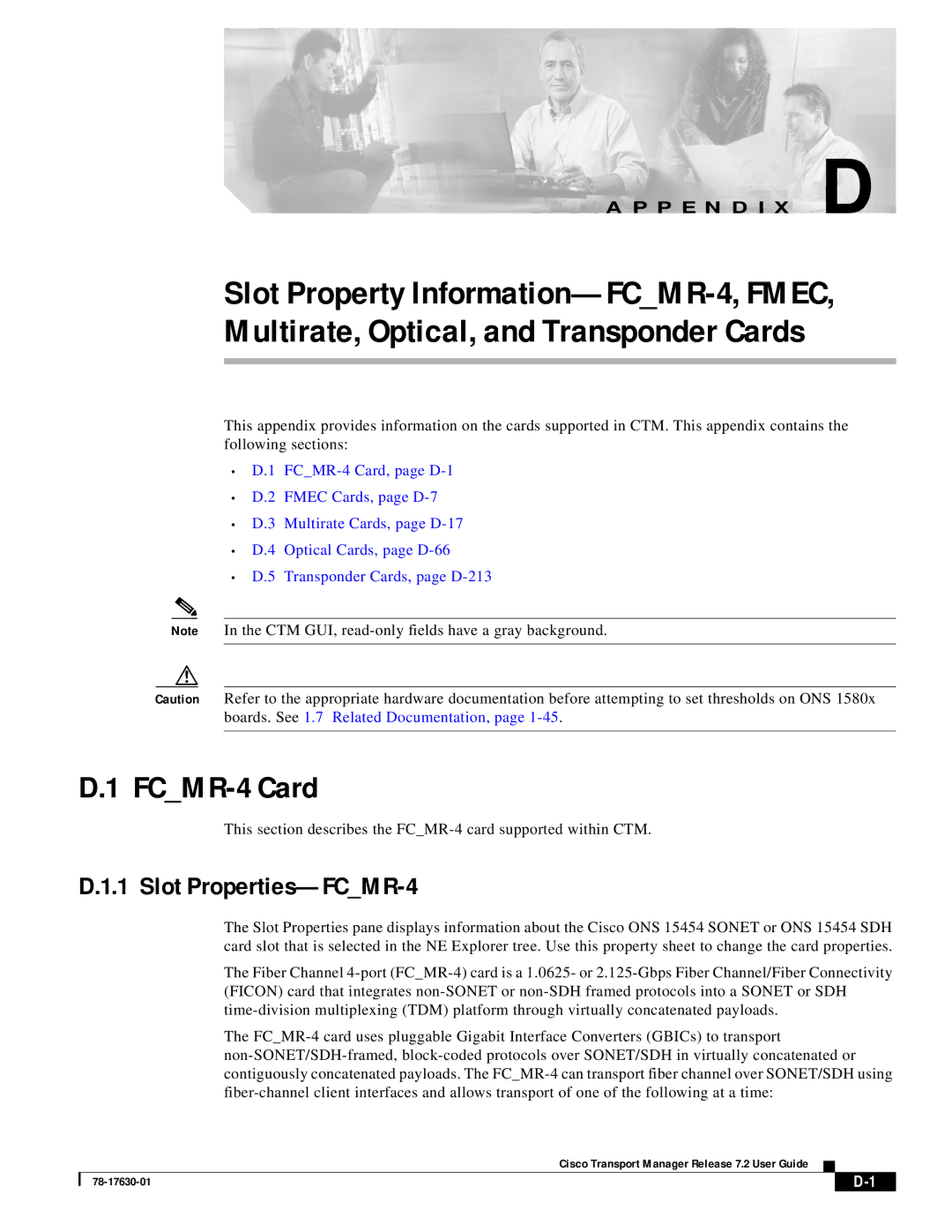 Cisco Systems 78-17630-01 appendix Multirate, Optical, and Transponder Cards, Slot Properties-FCMR-4 