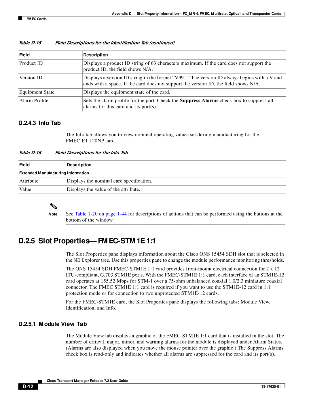 Cisco Systems 78-17630-01 appendix Slot Properties-FMEC-STM1E 