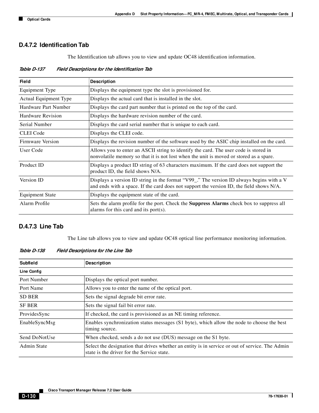 Cisco Systems 78-17630-01 appendix Subfield Description, 130 