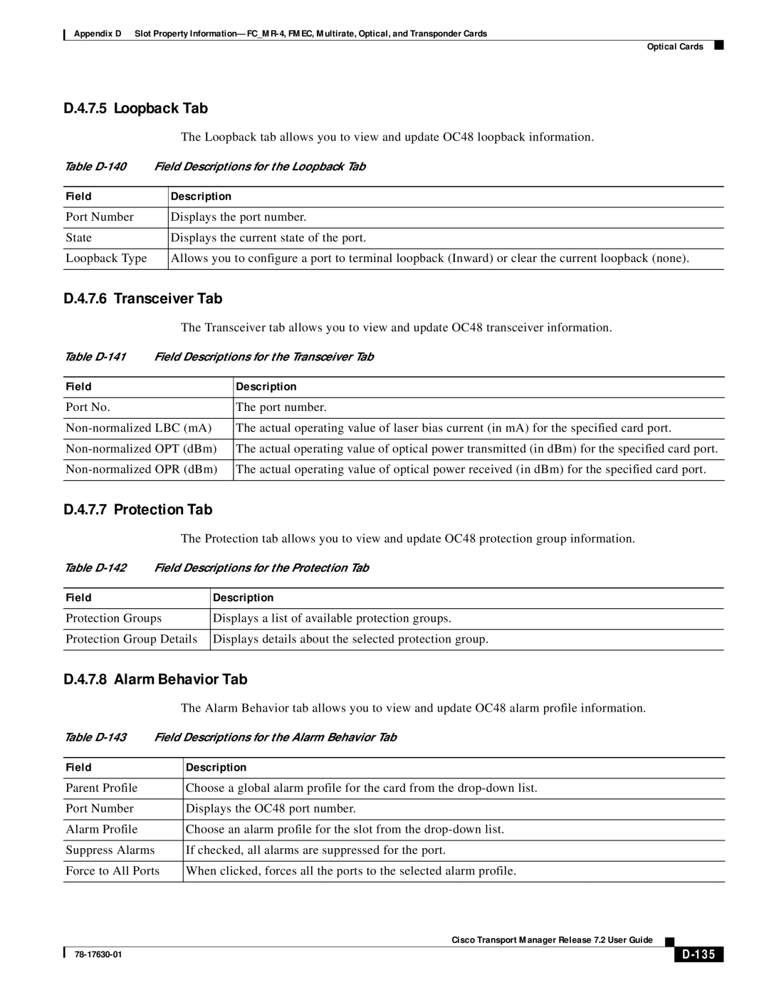 Cisco Systems 78-17630-01 appendix Loopback Tab, 135 