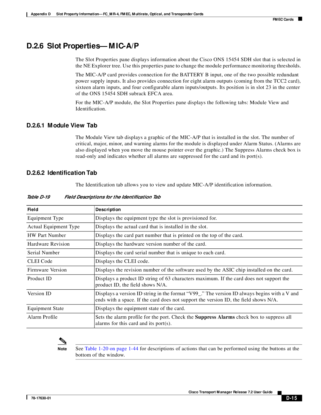 Cisco Systems 78-17630-01 appendix Slot Properties-MIC-A/P, Module View Tab 