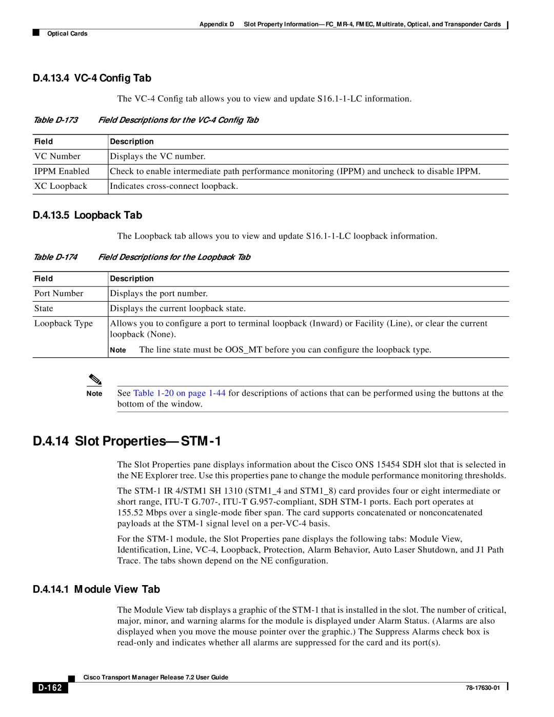 Cisco Systems 78-17630-01 appendix Slot Properties-STM-1, 13.4 VC-4 Config Tab, 162 