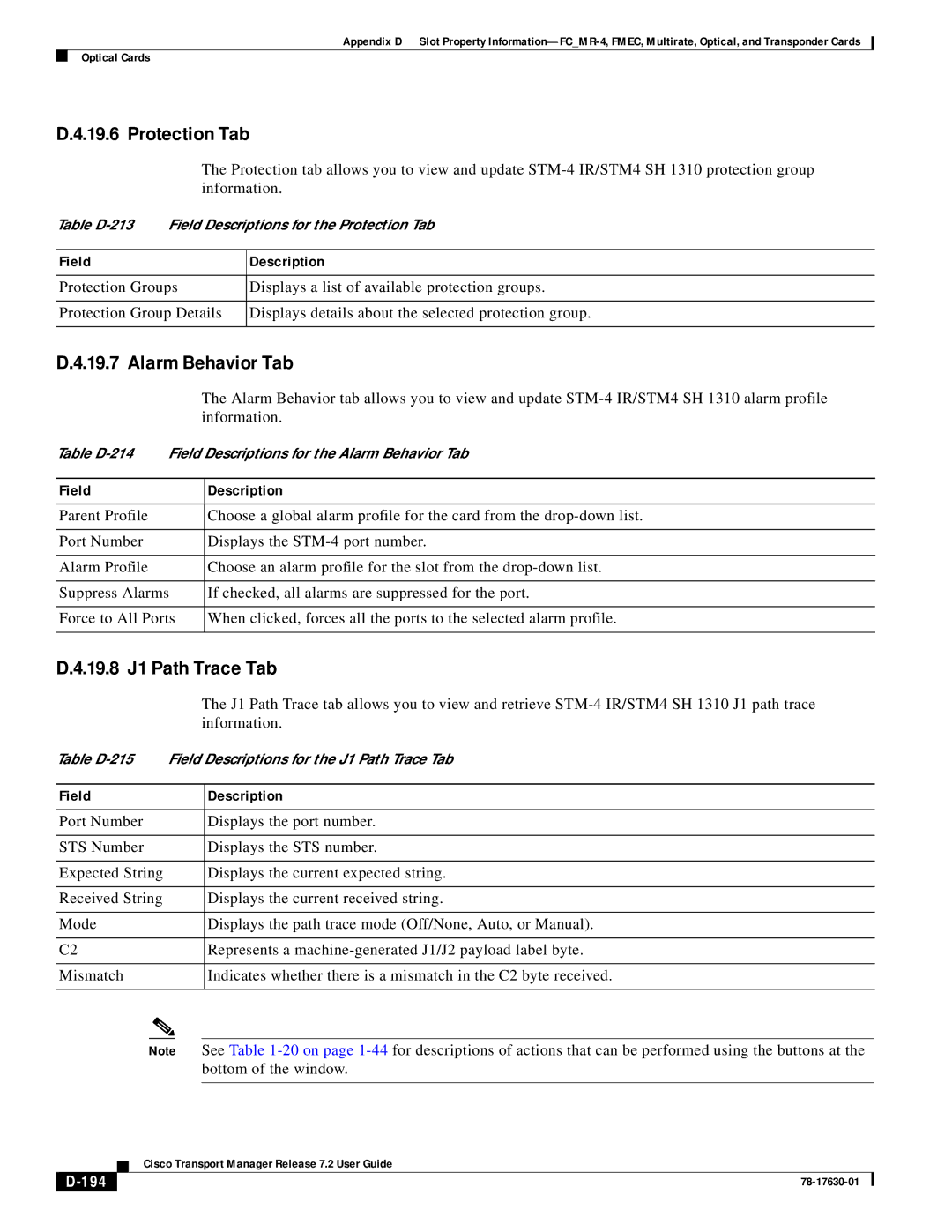 Cisco Systems 78-17630-01 appendix 19.8 J1 Path Trace Tab, 194 