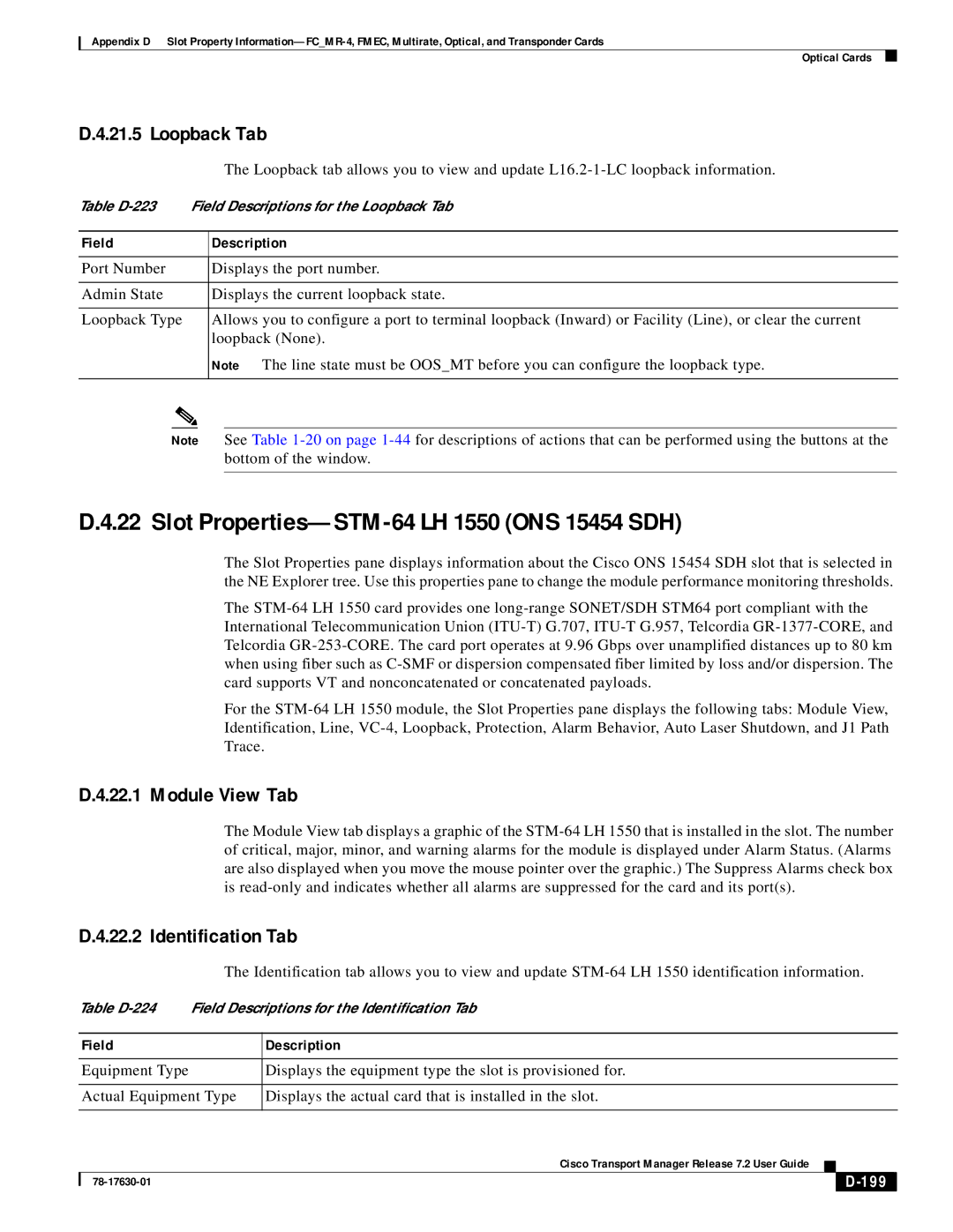 Cisco Systems 78-17630-01 appendix Slot Properties-STM-64 LH 1550 ONS 15454 SDH, 199 