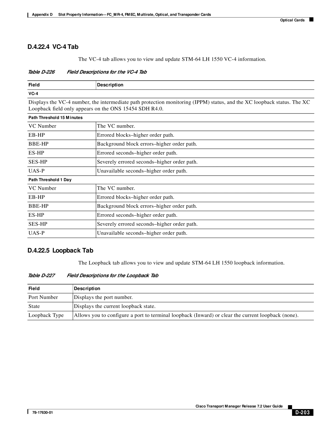 Cisco Systems 78-17630-01 appendix 22.4 VC-4 Tab, 203 