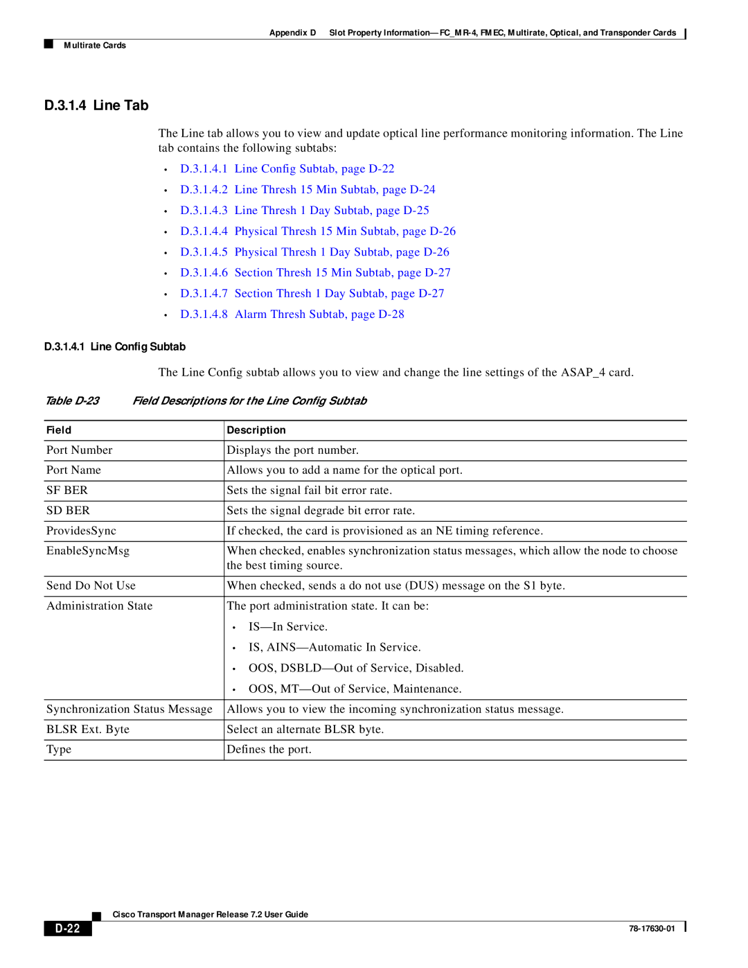 Cisco Systems 78-17630-01 appendix Line Tab, Line Config Subtab 