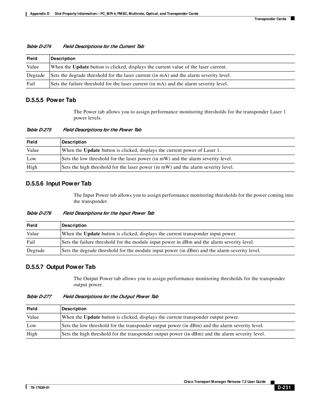 Cisco Systems 78-17630-01 appendix Power Tab, 231 