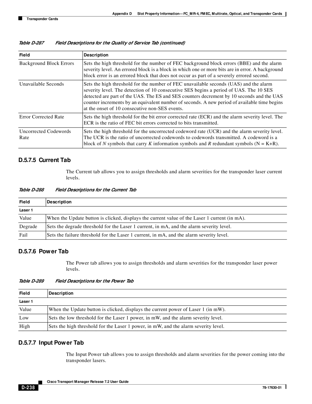 Cisco Systems 78-17630-01 appendix Current Tab, 238 