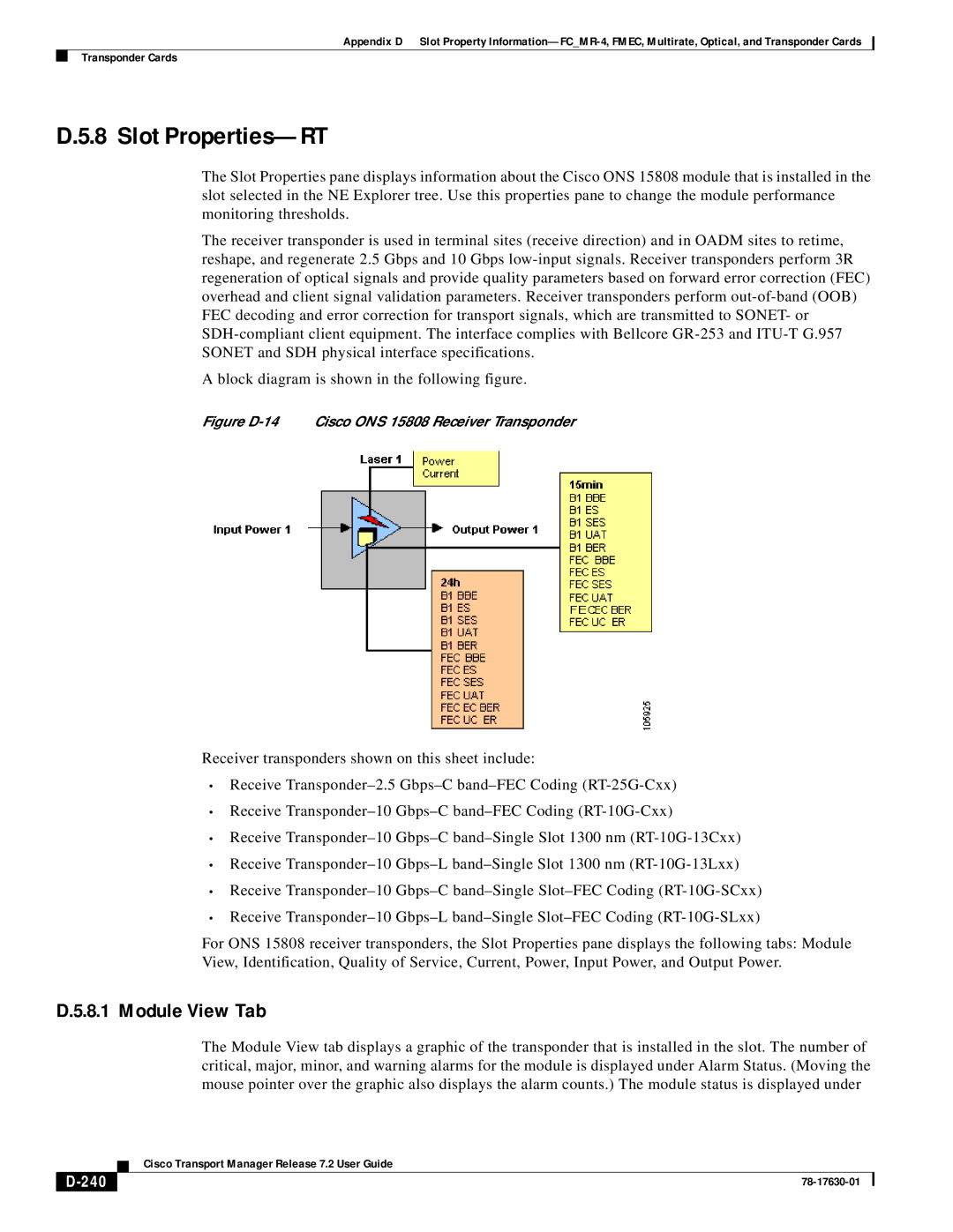 Cisco Systems 78-17630-01 appendix Slot Properties-RT, 240 