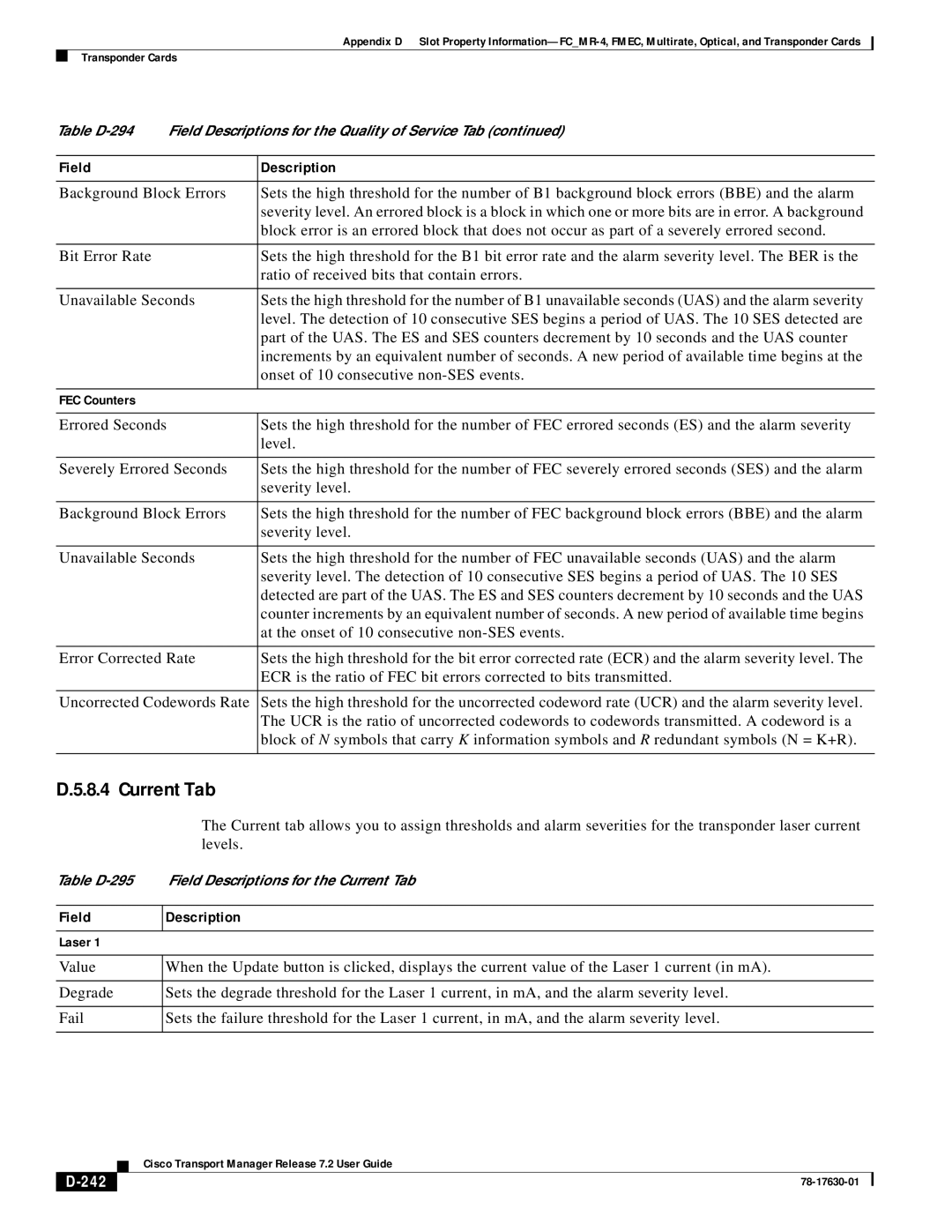 Cisco Systems 78-17630-01 appendix Current Tab, 242 