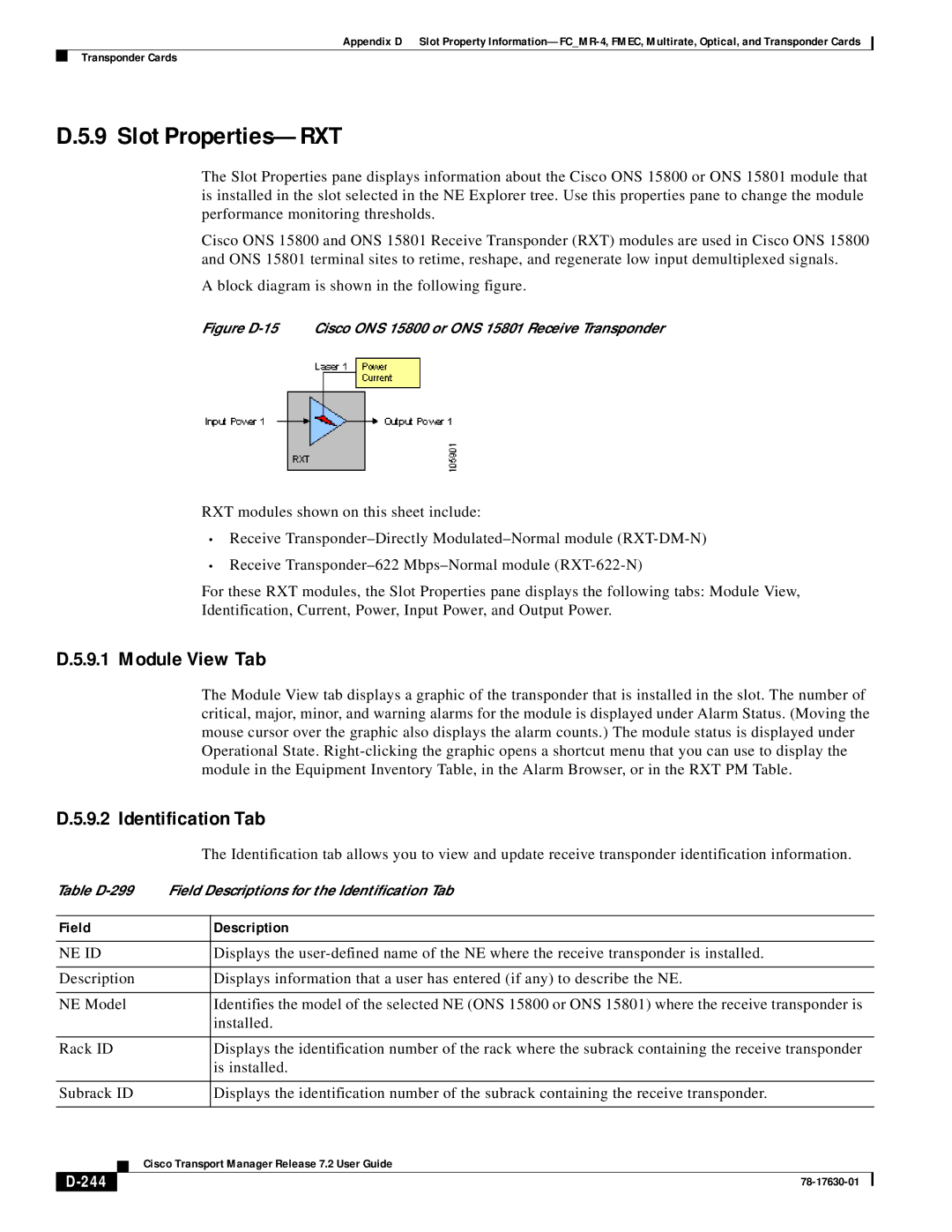 Cisco Systems 78-17630-01 appendix Slot Properties-RXT, 244 