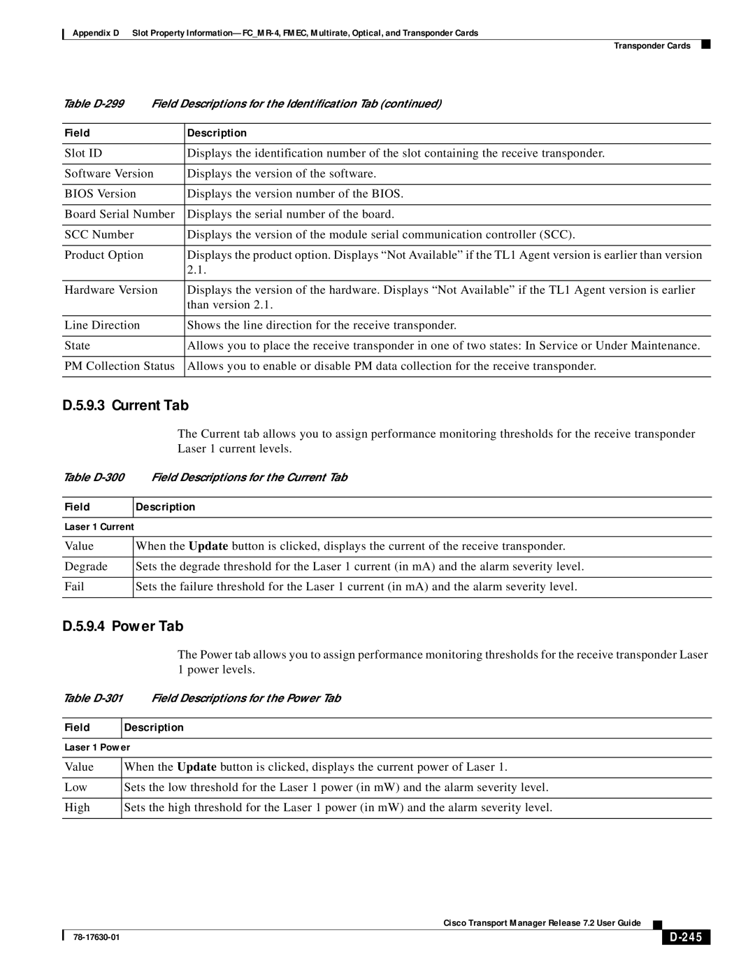 Cisco Systems 78-17630-01 appendix Current Tab, 245 