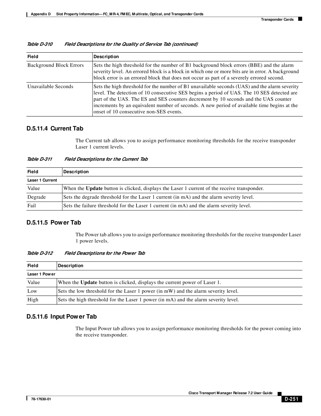 Cisco Systems 78-17630-01 appendix Current Tab, 251 