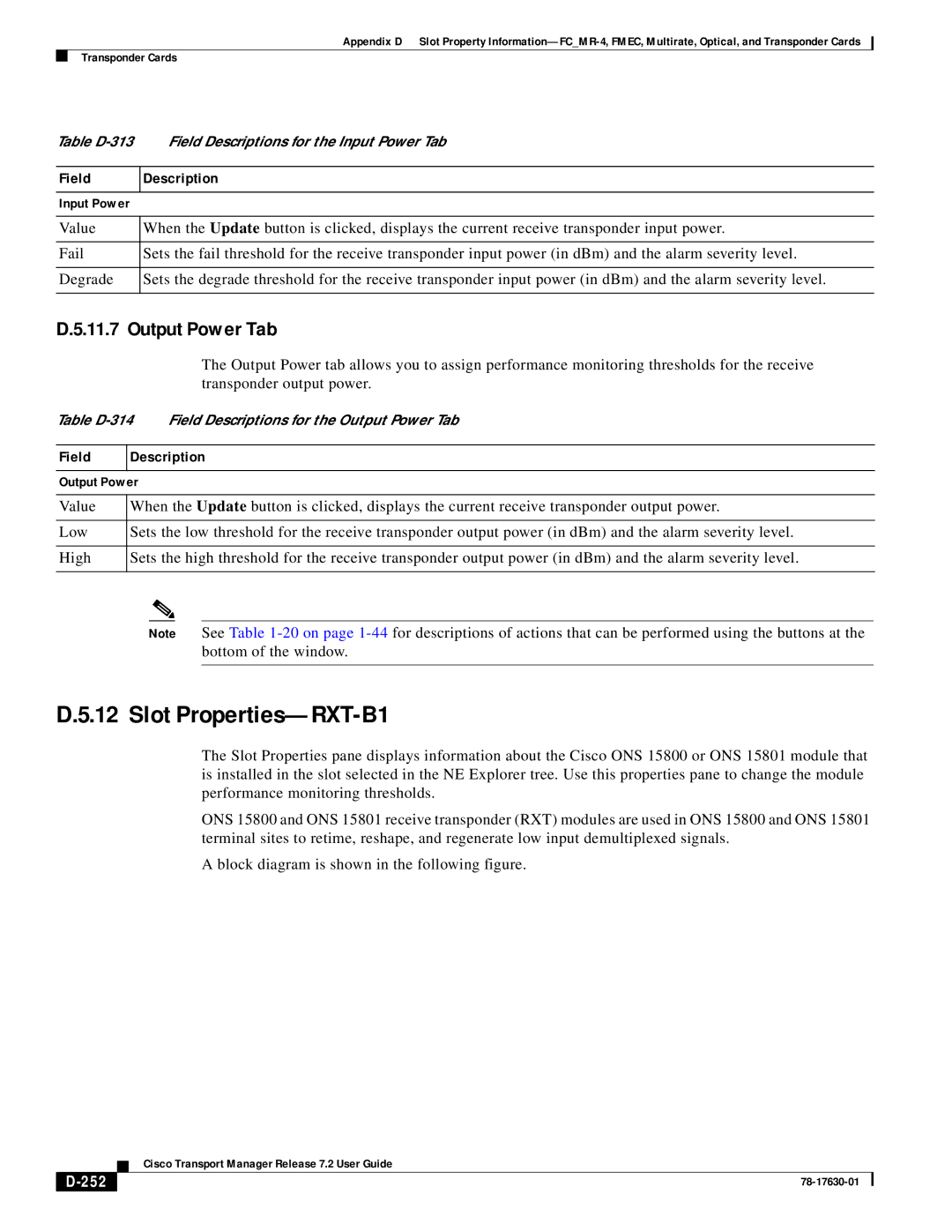 Cisco Systems 78-17630-01 appendix Slot Properties-RXT-B1, 252 