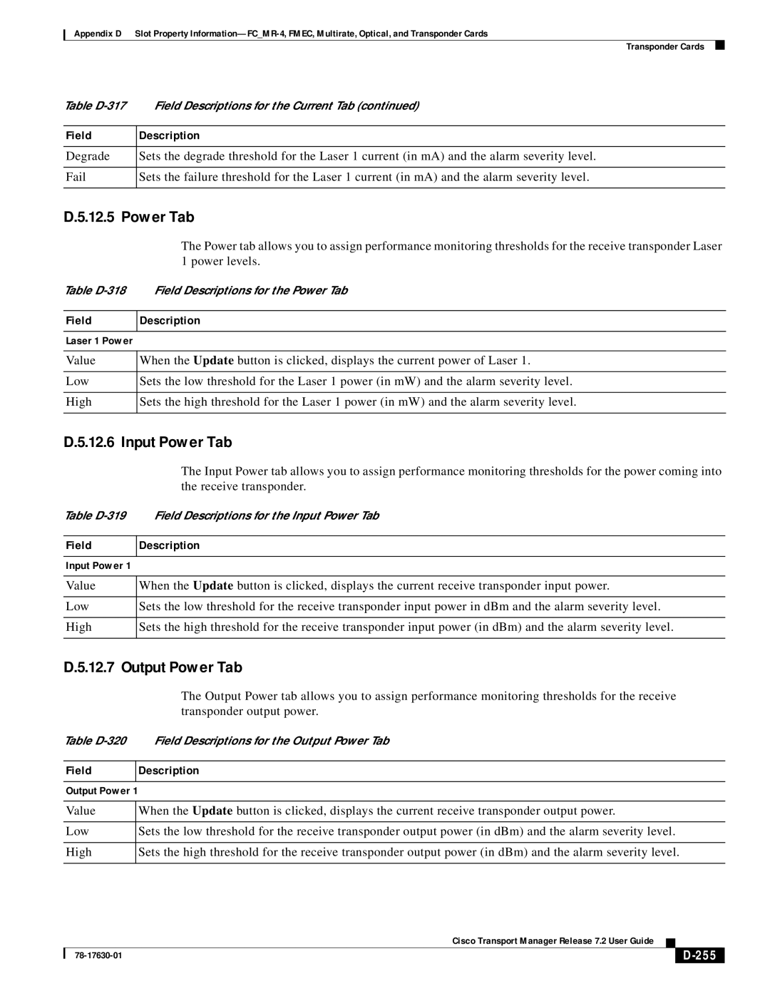 Cisco Systems 78-17630-01 appendix Power Tab, 255 