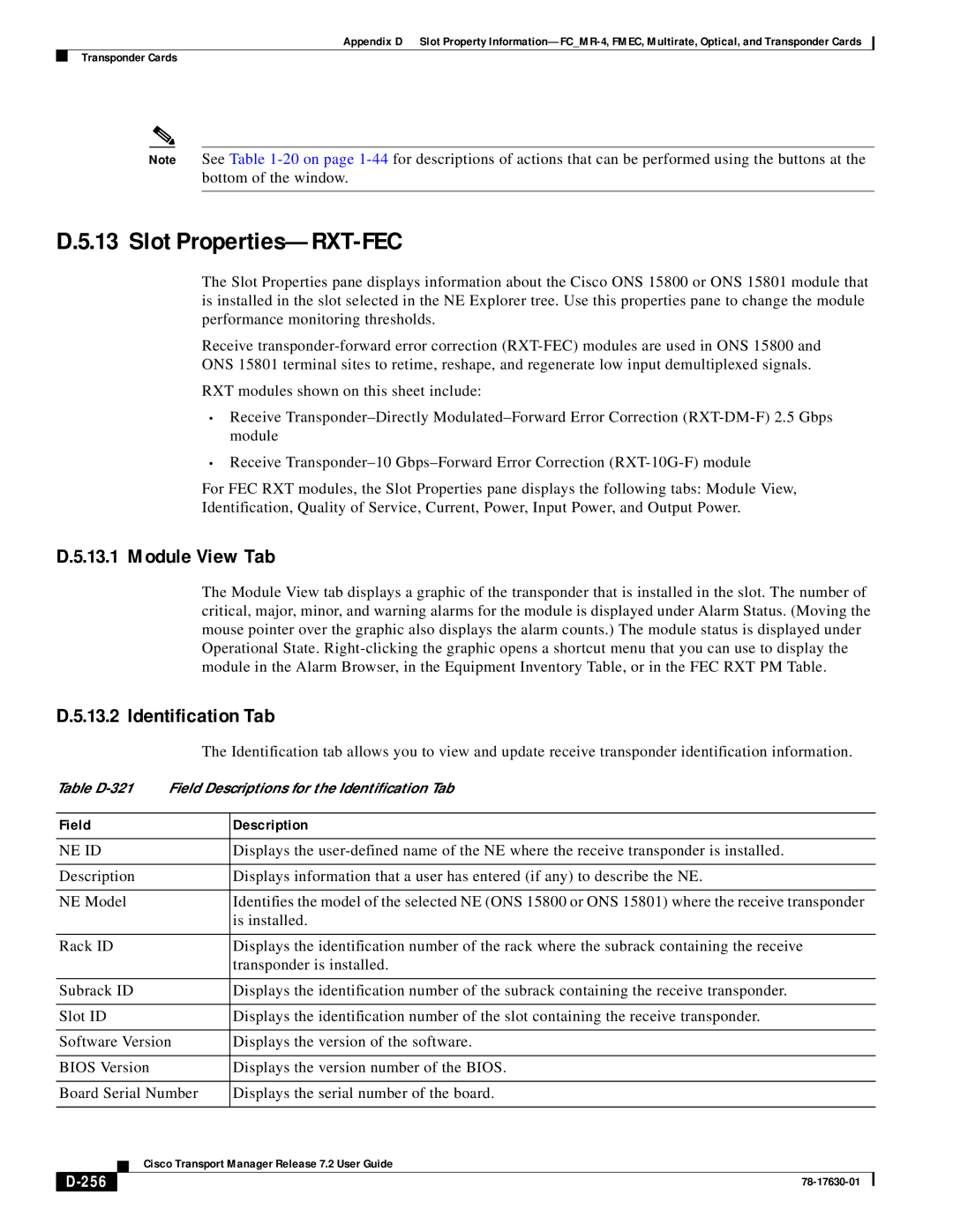 Cisco Systems 78-17630-01 appendix Slot Properties-RXT-FEC, 256 