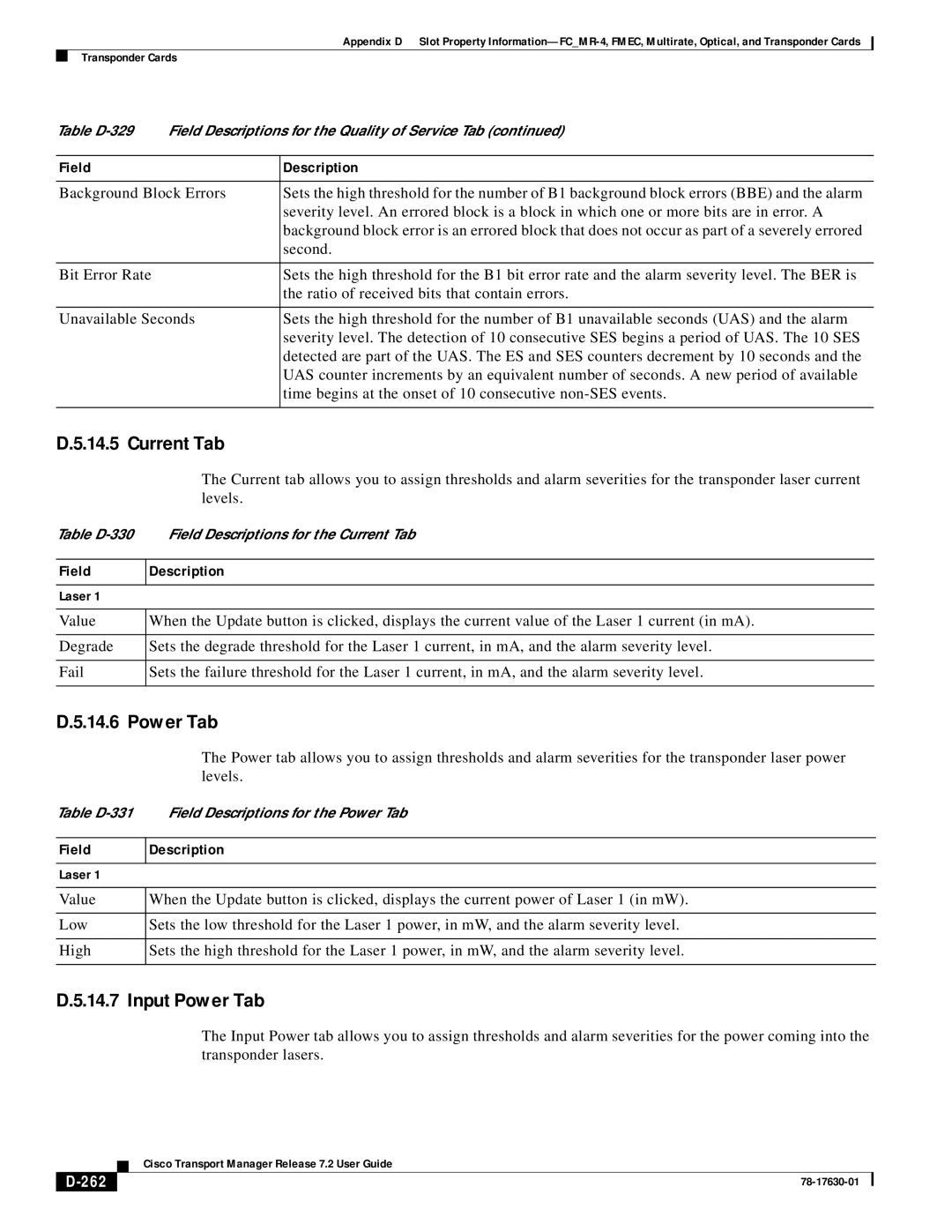 Cisco Systems 78-17630-01 appendix Current Tab, 262 