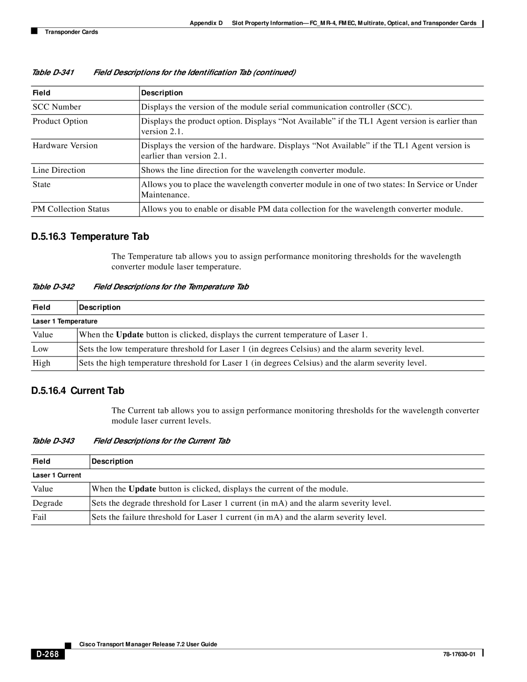 Cisco Systems 78-17630-01 appendix Temperature Tab, 268 