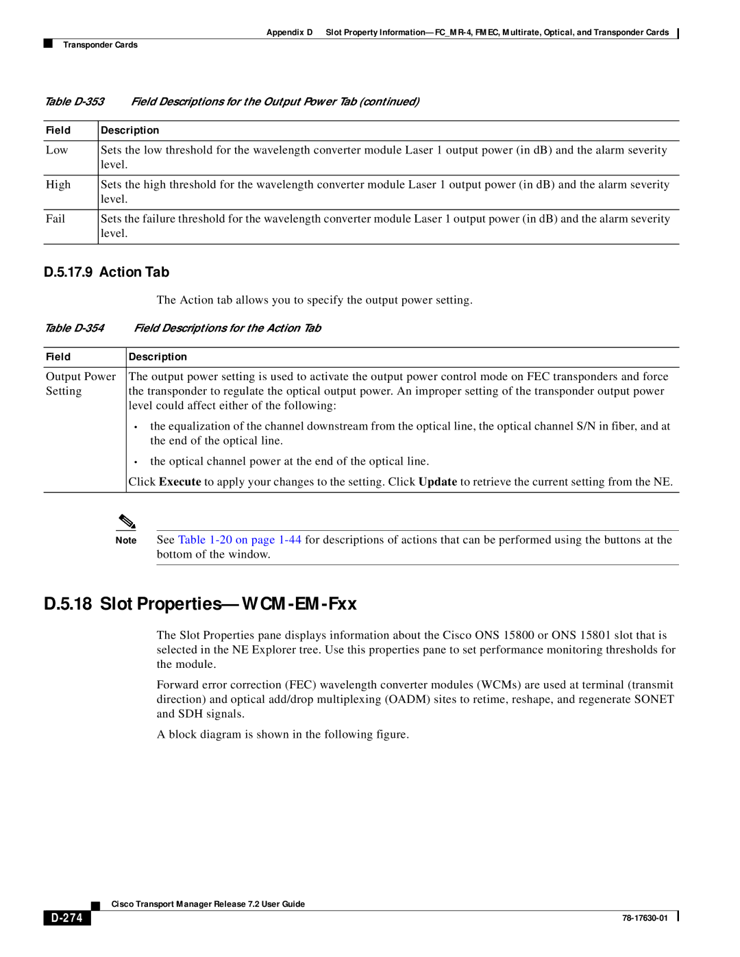 Cisco Systems 78-17630-01 appendix Slot Properties-WCM-EM-Fxx, 274 