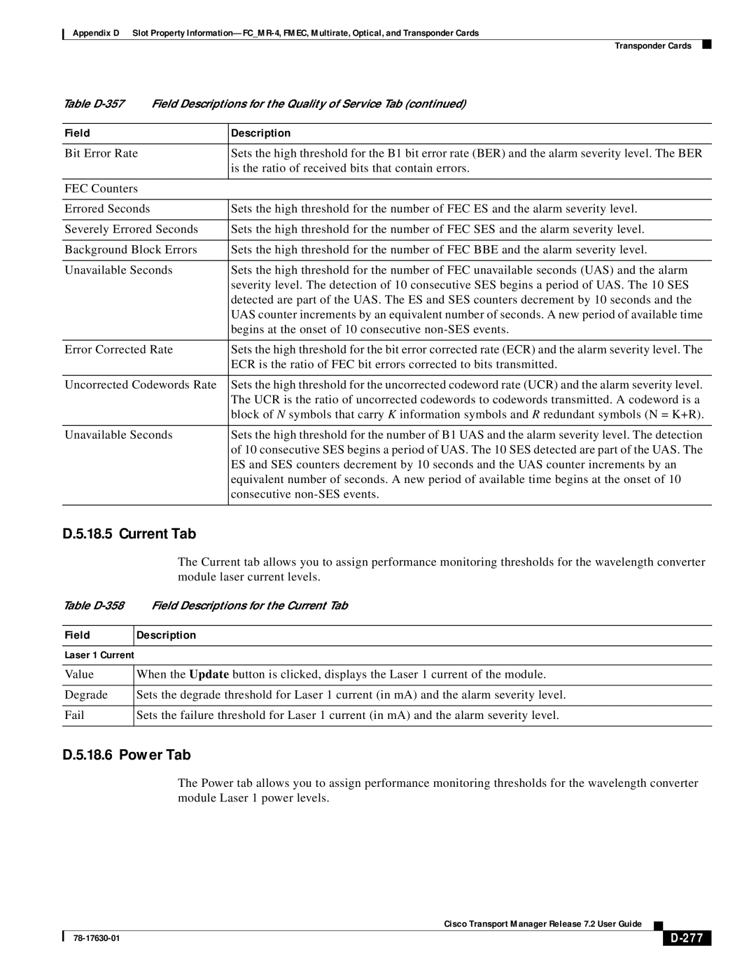 Cisco Systems 78-17630-01 appendix Current Tab, 277 