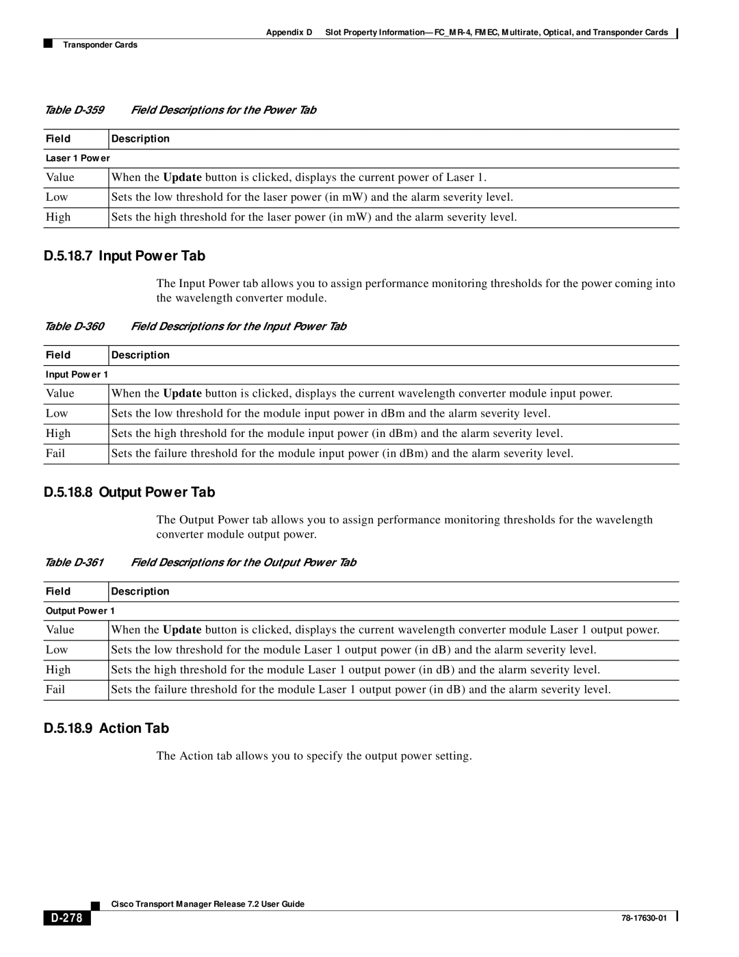 Cisco Systems 78-17630-01 appendix Input Power Tab, 278 
