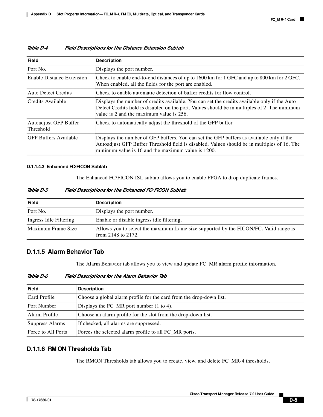 Cisco Systems 78-17630-01 appendix Alarm Behavior Tab, Rmon Thresholds Tab, Enhanced FC/FICON Subtab 