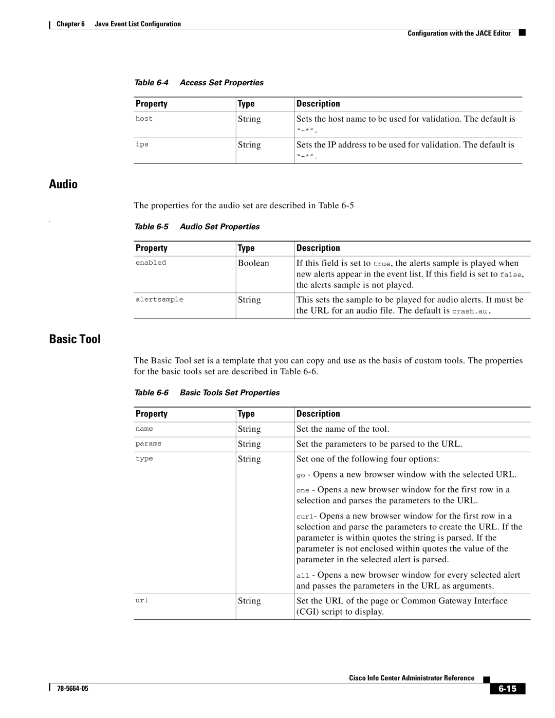 Cisco Systems 78-5664-05 manual Audio, Basic Tool 