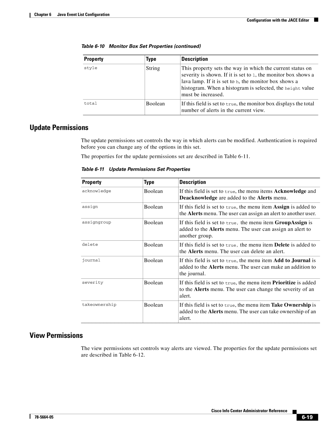 Cisco Systems 78-5664-05 manual Update Permissions, View Permissions 