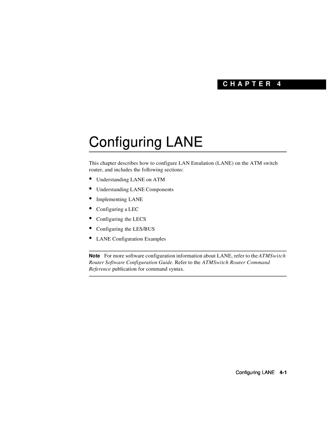 Cisco Systems 78-6897-01 manual Configuring LANE, C H A P T E R 