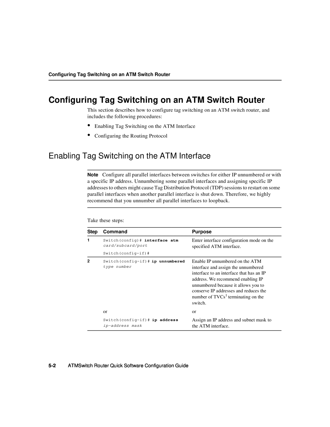 Cisco Systems 78-6897-01 Configuring Tag Switching on an ATM Switch Router, Enabling Tag Switching on the ATM Interface 