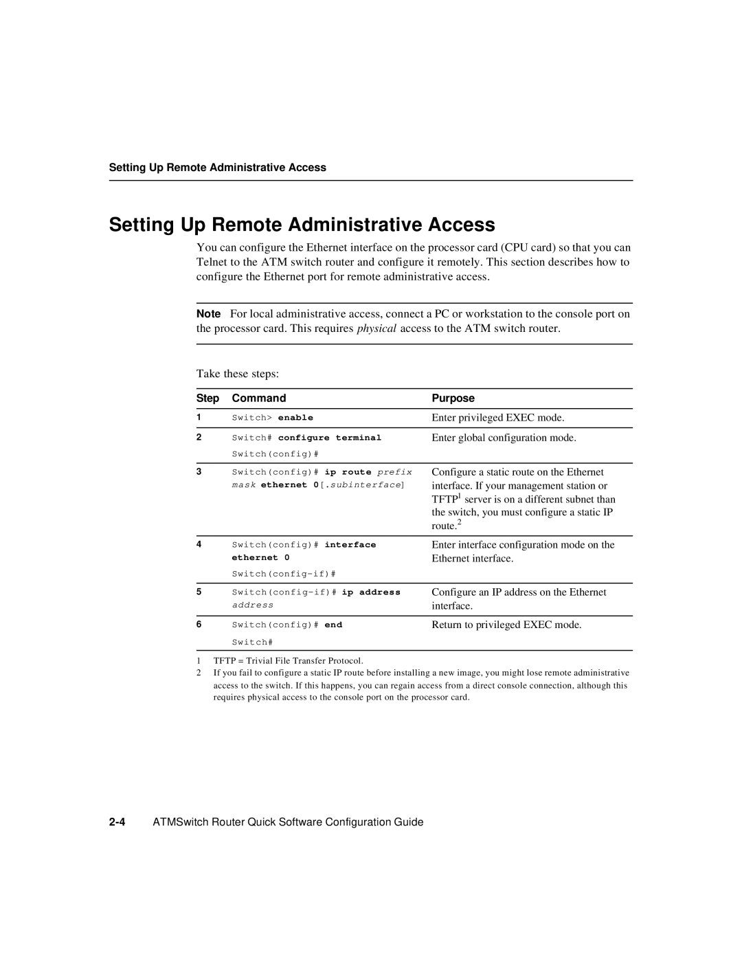 Cisco Systems 78-6897-01 manual Setting Up Remote Administrative Access 