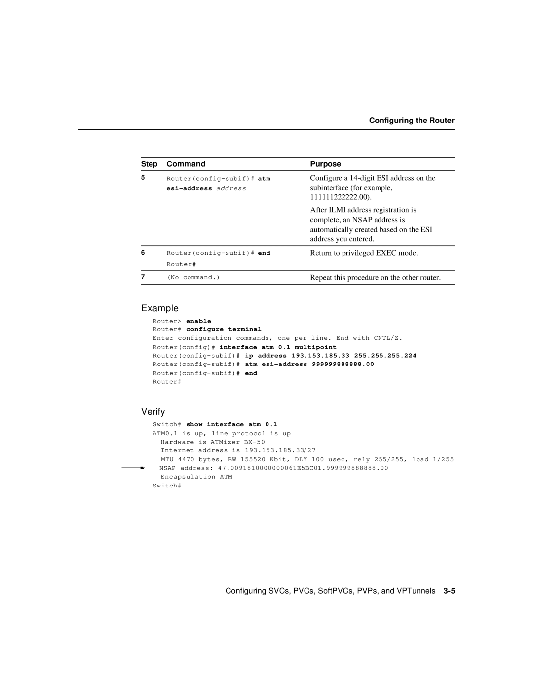 Cisco Systems 78-6897-01 manual Configuring the Router Purpose, Switch# show interface atm 