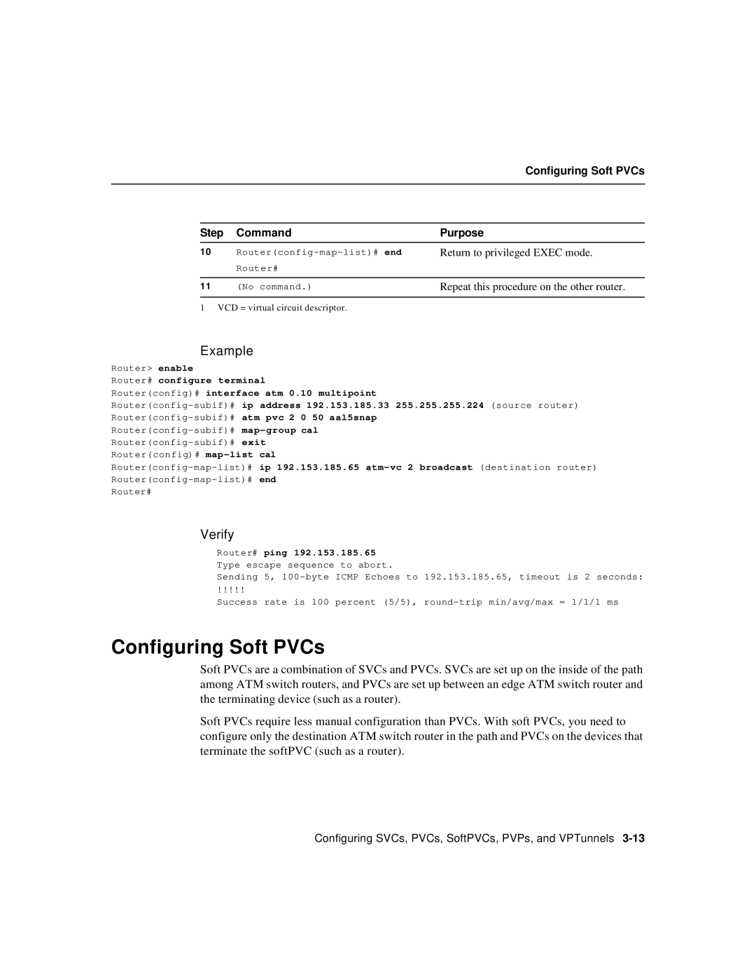 Cisco Systems 78-6897-01 manual Configuring Soft PVCs Step Command Purpose 