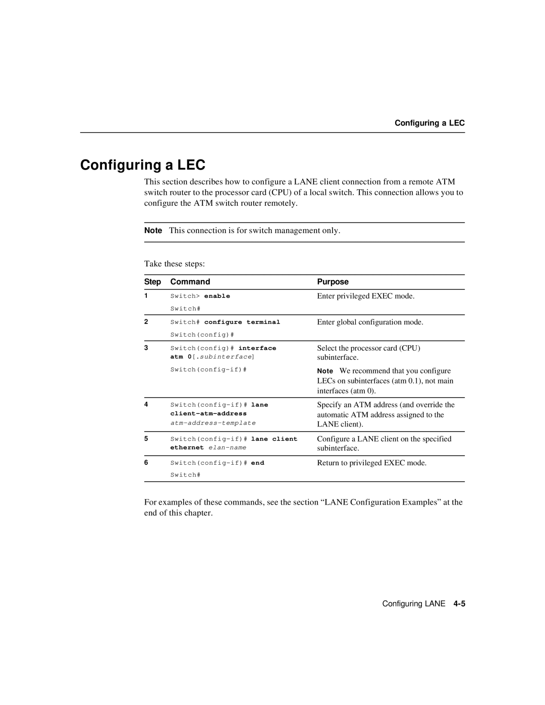 Cisco Systems 78-6897-01 manual Configuring a LEC 